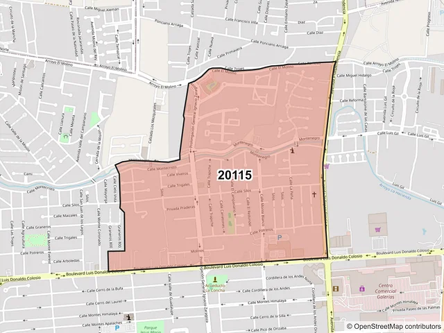 Mapa del código postal 20115, Aguascalientes, Aguascalientes