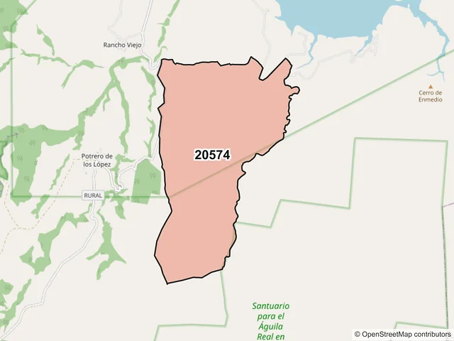 Mapa del código postal 20574, San José de Gracia, Aguascalientes