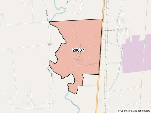 Mapa del código postal 20637, Tepezalá, Aguascalientes