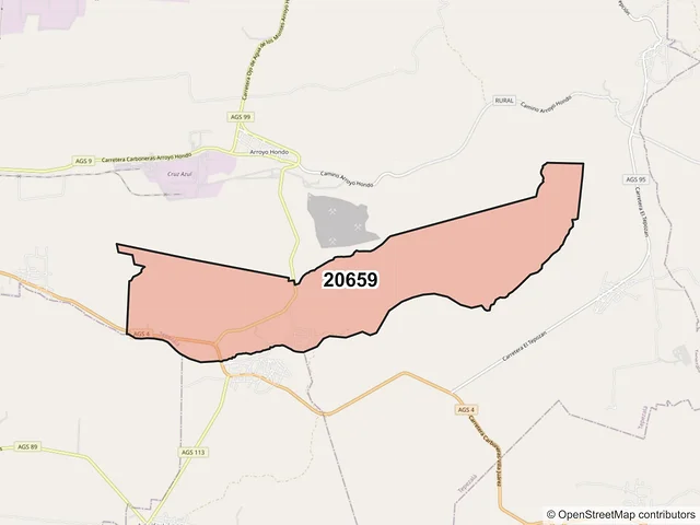 Mapa del código postal 20659, Tepezalá, Aguascalientes