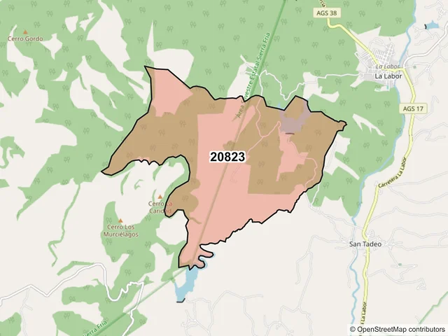 Mapa del código postal 20823, Calvillo, Aguascalientes