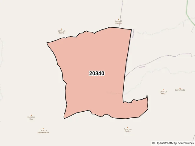 Mapa del código postal 20840, Calvillo, Aguascalientes