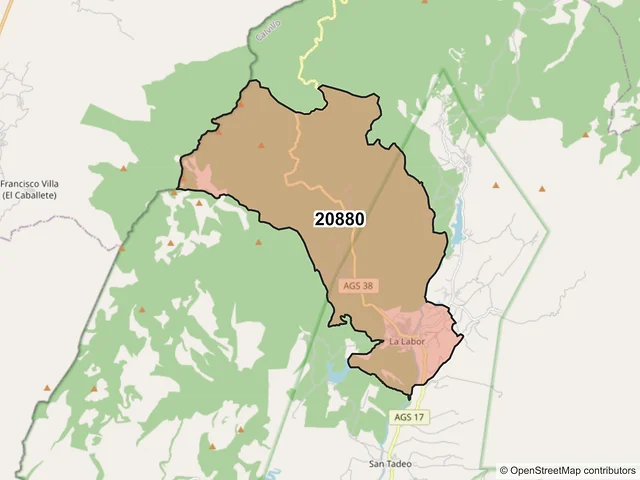Mapa del código postal 20880, Calvillo, Aguascalientes