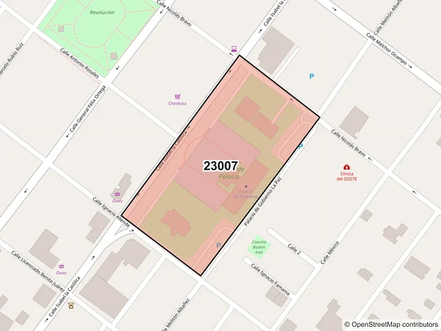 Mapa del código postal 23007, La Paz, Baja California Sur