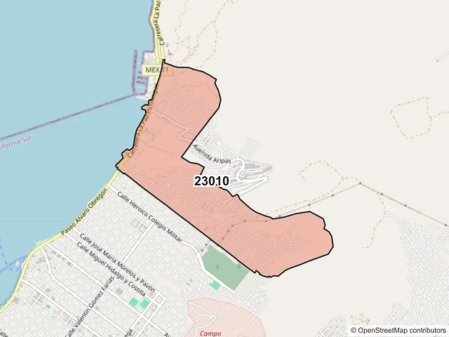 Mapa del código postal 23010, La Paz, Baja California Sur