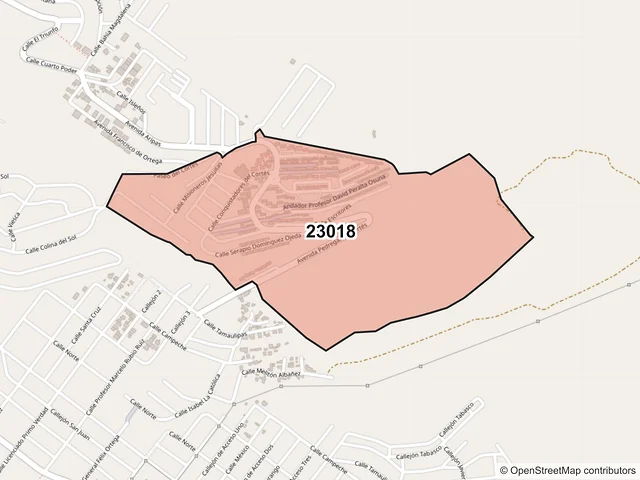 Mapa del código postal 23018, La Paz, Baja California Sur