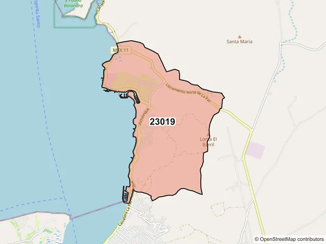 Mapa del código postal 23019, La Paz, Baja California Sur
