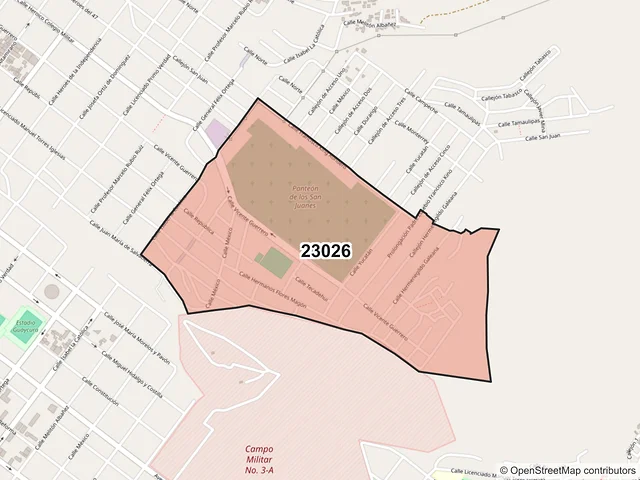 Mapa del código postal 23026, La Paz, Baja California Sur