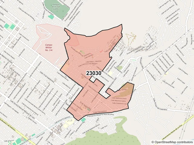 Mapa del código postal 23030, La Paz, Baja California Sur