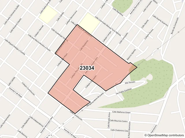 Mapa del código postal 23034, La Paz, Baja California Sur