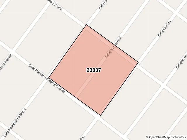 Mapa del código postal 23037, La Paz, Baja California Sur