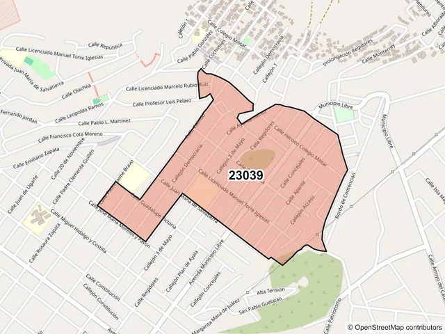 Mapa del código postal 23039, La Paz, Baja California Sur