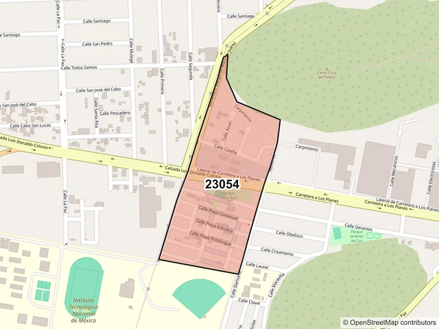 Mapa del código postal 23054, La Paz, Baja California Sur