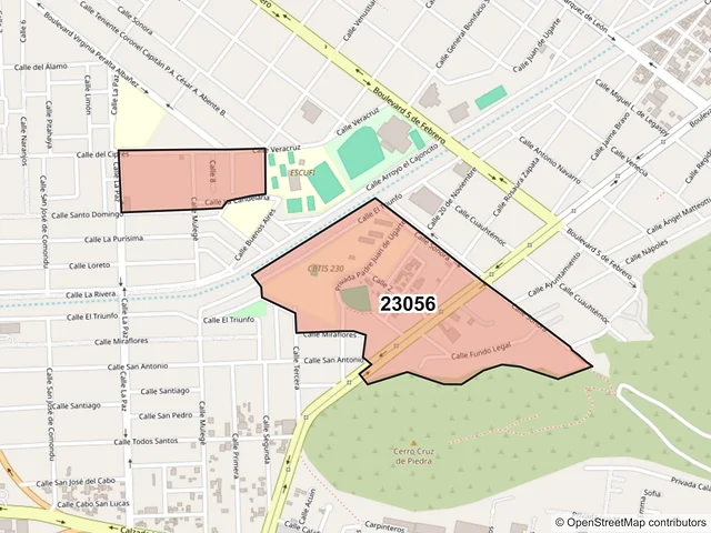 Mapa del código postal 23056, La Paz, Baja California Sur