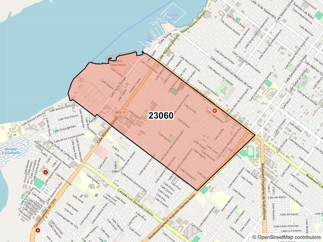 Mapa del código postal 23060, La Paz, Baja California Sur