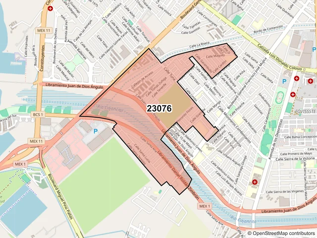 Mapa del código postal 23076, La Paz, Baja California Sur