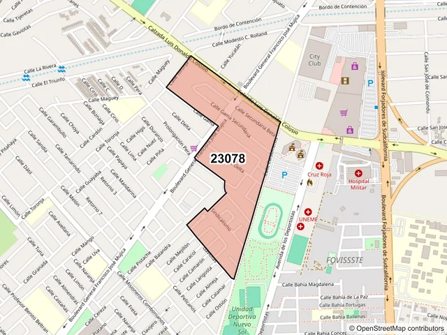 Mapa del código postal 23078, La Paz, Baja California Sur
