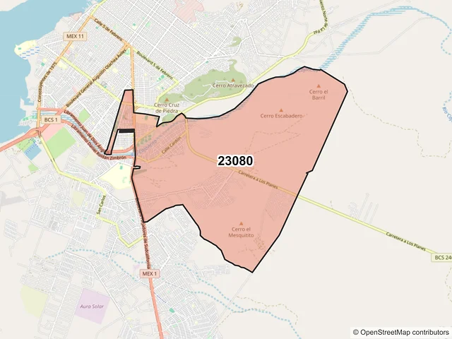 Mapa del código postal 23080, La Paz, Baja California Sur