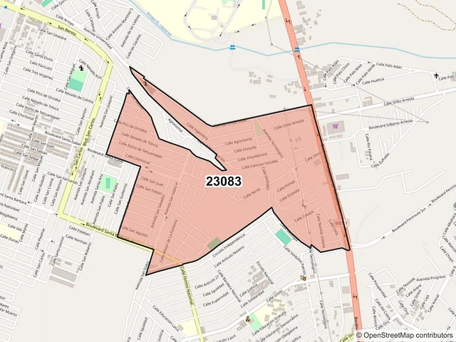 Mapa del código postal 23083, La Paz, Baja California Sur
