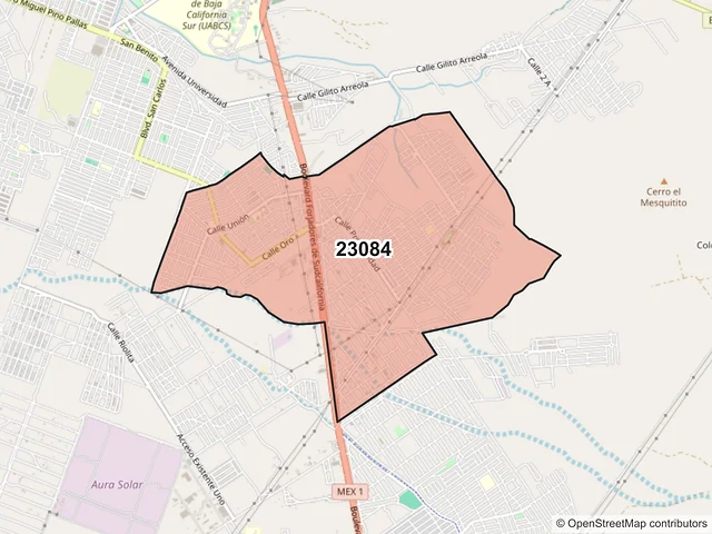 Mapa del código postal 23084, La Paz, Baja California Sur