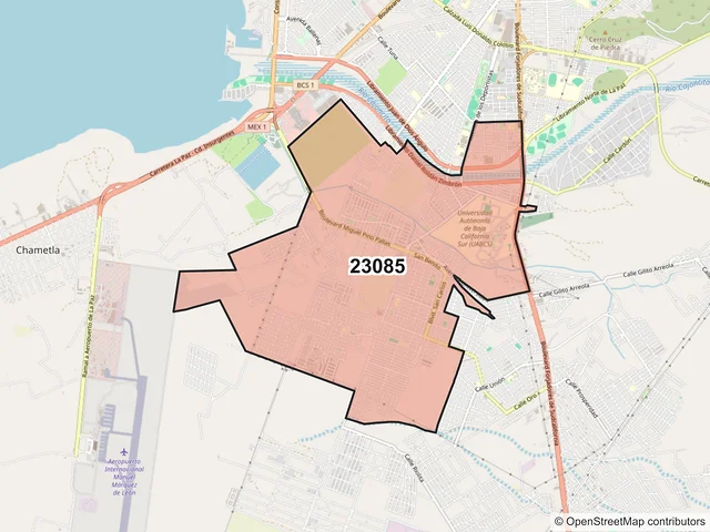 Mapa del código postal 23085, La Paz, Baja California Sur