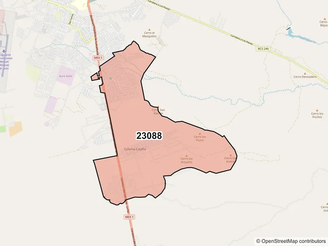 Mapa del código postal 23088, La Paz, Baja California Sur
