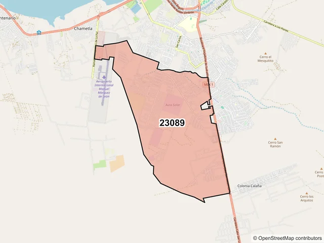 Mapa del código postal 23089, La Paz, Baja California Sur