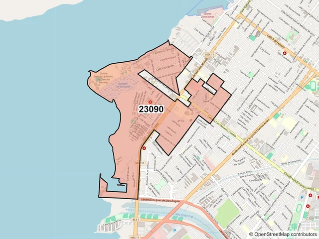 Mapa del código postal 23090, La Paz, Baja California Sur