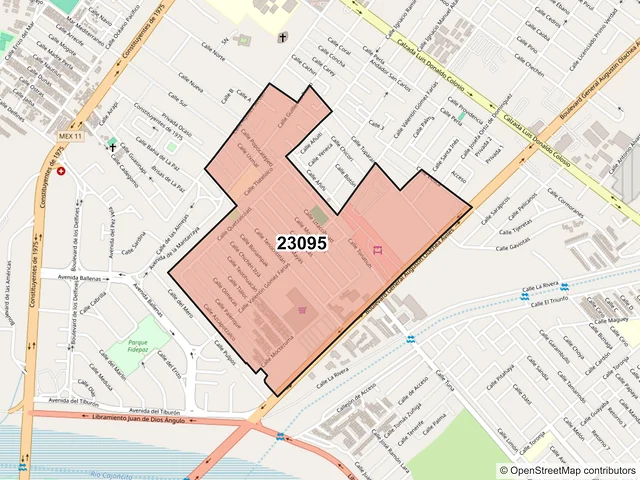 Mapa del código postal 23095, La Paz, Baja California Sur