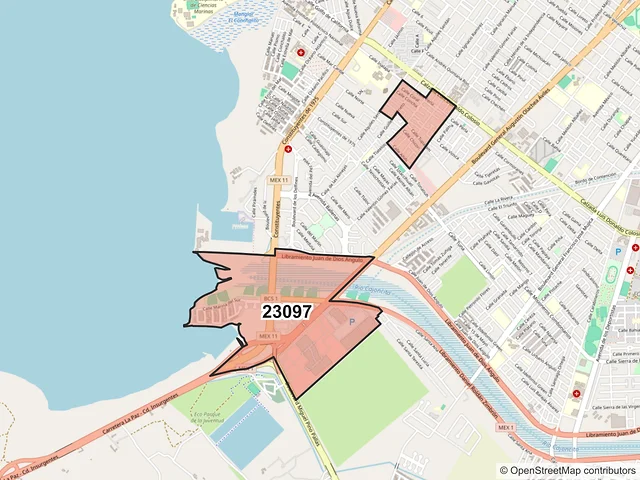 Mapa del código postal 23097, La Paz, Baja California Sur