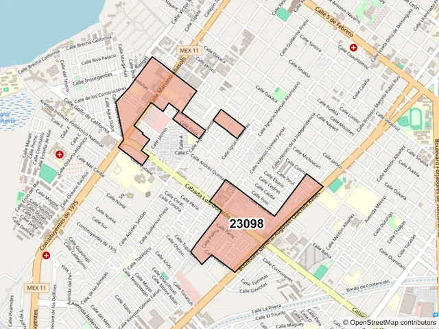 Mapa del código postal 23098, La Paz, Baja California Sur