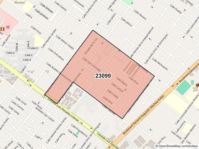 Mapa del código postal 23099, La Paz, Baja California Sur