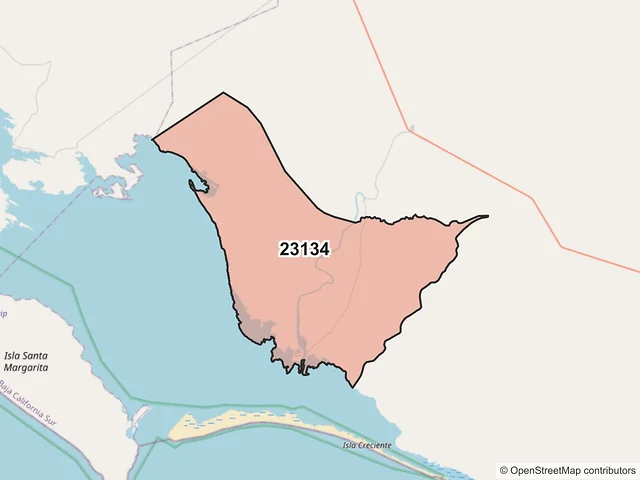 Mapa del código postal 23134, La Paz, Baja California Sur