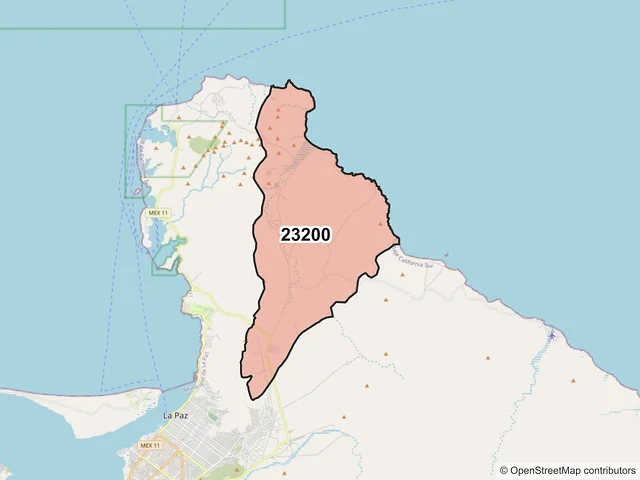 Mapa del código postal 23200, La Paz, Baja California Sur