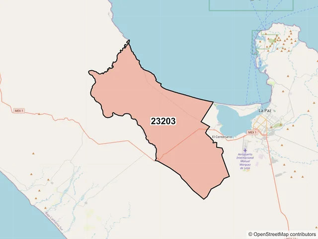 Mapa del código postal 23203, La Paz, Baja California Sur