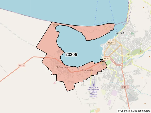 Mapa del código postal 23205, La Paz, Baja California Sur
