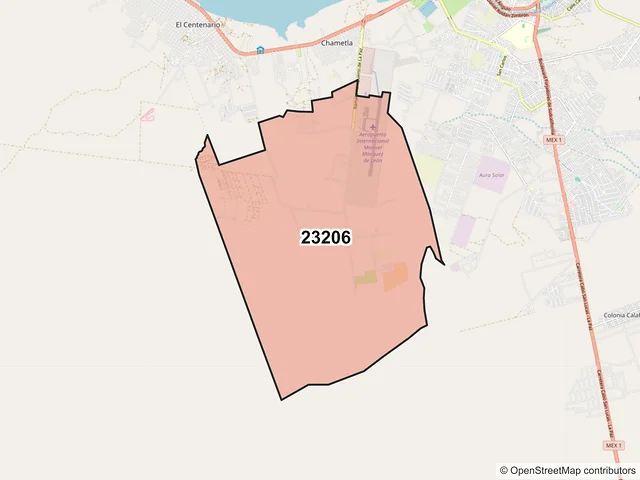 Mapa del código postal 23206, La Paz, Baja California Sur