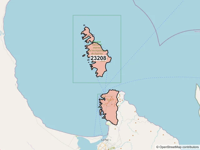 Mapa del código postal 23208, La Paz, Baja California Sur
