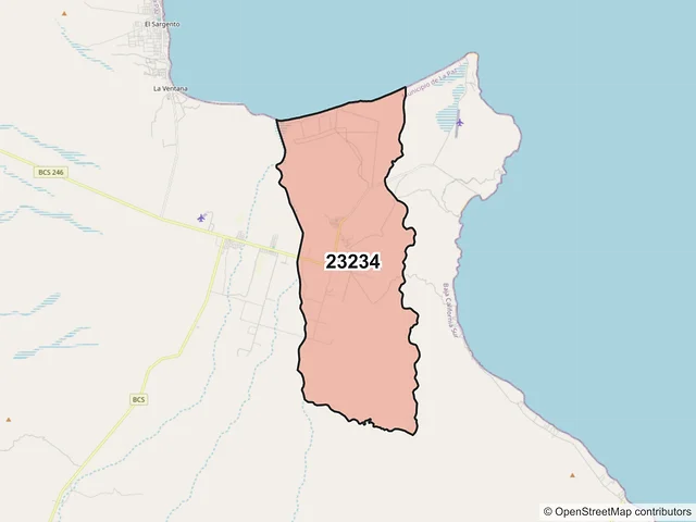 Mapa del código postal 23234, La Paz, Baja California Sur