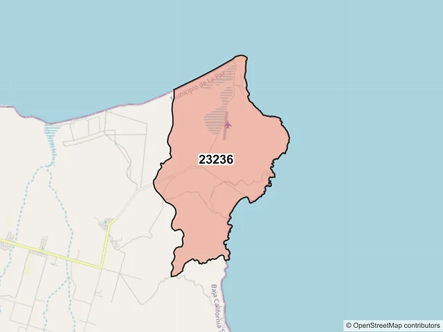 Mapa del código postal 23236, La Paz, Baja California Sur