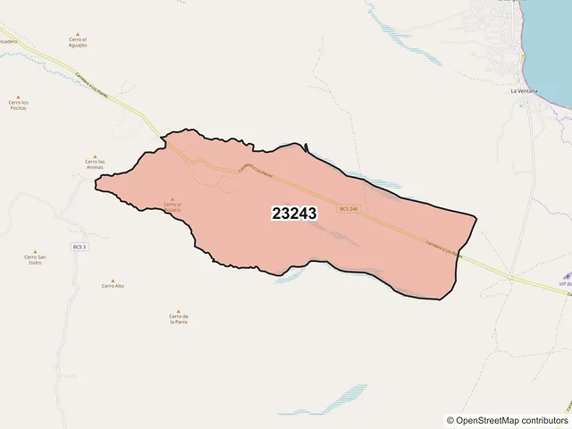 Mapa del código postal 23243, La Paz, Baja California Sur