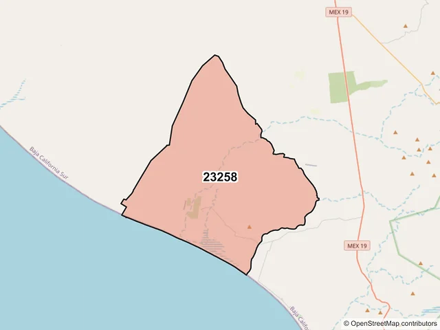 Mapa del código postal 23258, La Paz, Baja California Sur