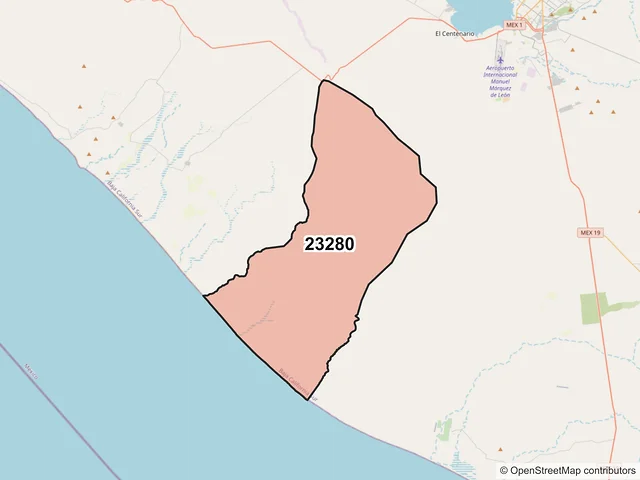 Mapa del código postal 23280, La Paz, Baja California Sur