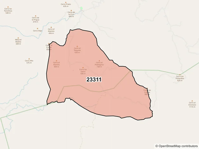 Mapa del código postal 23311, La Paz, Baja California Sur