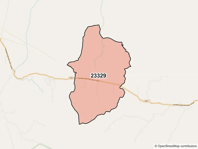 Mapa del código postal 23329, La Paz, Baja California Sur