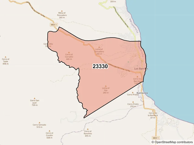 Mapa del código postal 23330, La Paz, Baja California Sur