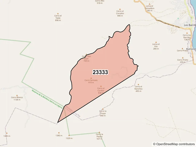 Mapa del código postal 23333, La Paz, Baja California Sur