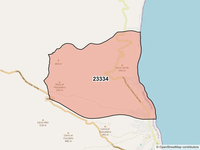 Mapa del código postal 23334, La Paz, Baja California Sur