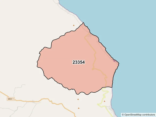 Mapa del código postal 23354, La Paz, Baja California Sur