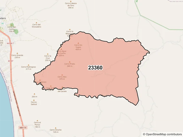 Mapa del código postal 23360, La Paz, Baja California Sur